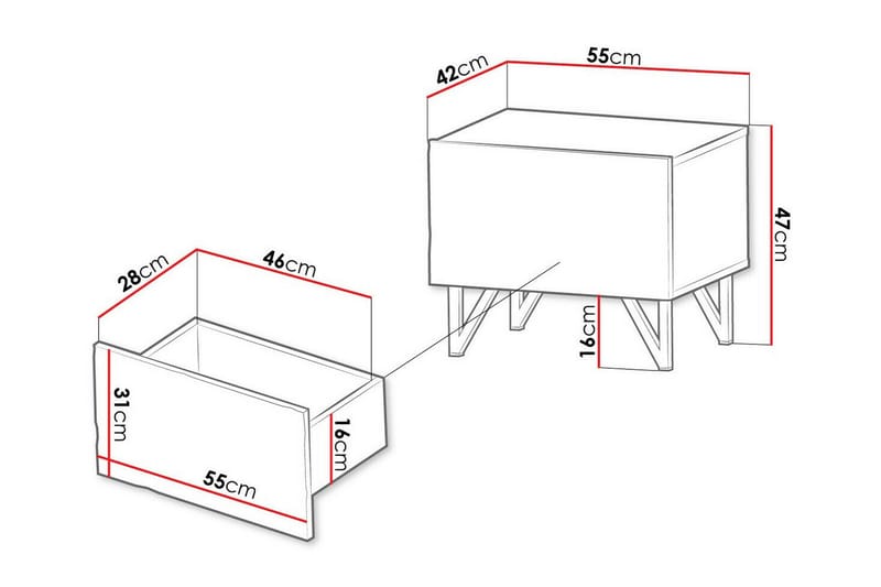 Glenndale Børnesengebord 47 cm - Hvid - Møbler - Børnemøbler - Børneborde - Sengebord børn