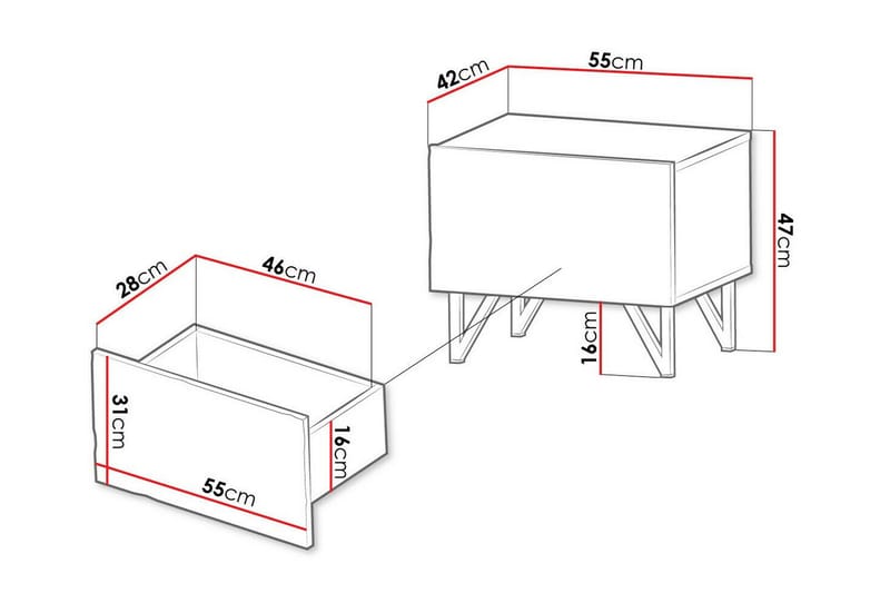 Glenndale Børnesengebord 47 cm - Sort - Møbler - Børnemøbler - Børneborde - Sengebord børn