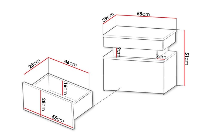 Glenndale Børnesengebord 51 cm - Hvid - Møbler - Børnemøbler - Børneborde - Sengebord børn