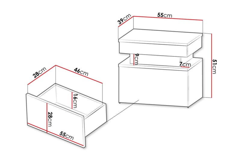 Glenndale Børnesengebord 51 cm - Sort - Møbler - Børnemøbler - Børneborde - Sengebord børn