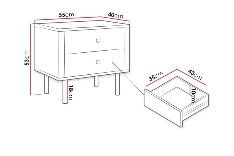 Glenndale Børnesengebord 53 cm - Hvid - Møbler - Børnemøbler - Børneborde - Sengebord børn