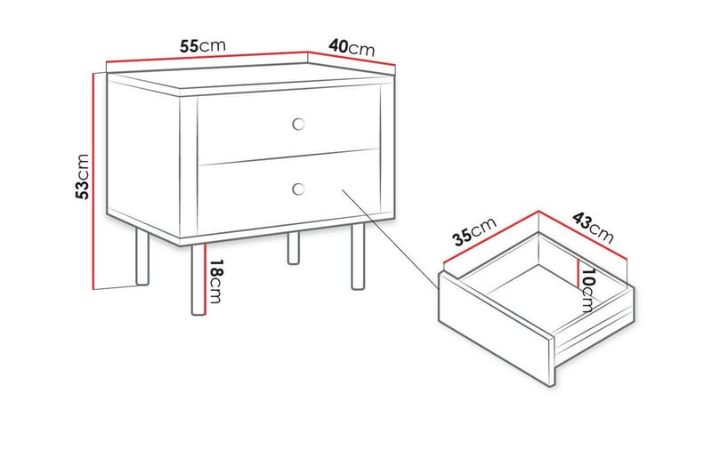 Glenndale Børnesengebord 53 cm - Sort - Møbler - Børnemøbler - Børneborde - Sengebord børn