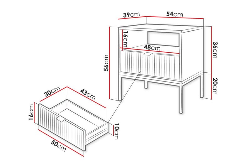 Klinkerville Børnesengebord 56 cm - Hvid - Møbler - Børnemøbler - Børneborde - Sengebord børn