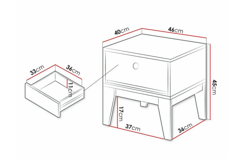 Rathmore Børnesengebord 45 cm - Hvid - Møbler - Børnemøbler - Børneborde - Sengebord børn