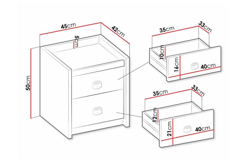 Rathmore Børnesengebord 50 cm - Grå - Møbler - Børnemøbler - Børneborde - Sengebord børn