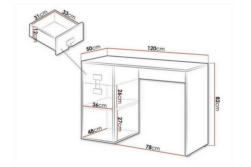 Castlebay Børneskrivebord 82 cm - Brun - Møbler - Børnemøbler - Børneborde - Skrivebord børn