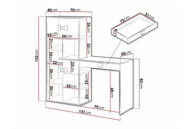 Castlebay Børneskrivebord 82 cm - Brun - Møbler - Børnemøbler - Børneborde - Skrivebord børn