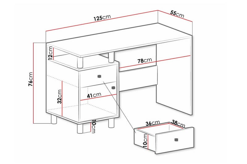 Edinbane BørneSkrivebord 76 cm - Hvid - Møbler - Børnemøbler - Børneborde - Skrivebord børn