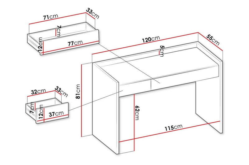 Rathmore BørneSkrivebord 74 cm - Grå - Møbler - Børnemøbler - Børneborde - Skrivebord børn