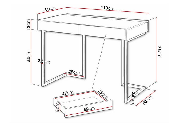 Rathmore BørneSkrivebord 76 cm - Grå - Møbler - Børnemøbler - Børneborde - Skrivebord børn