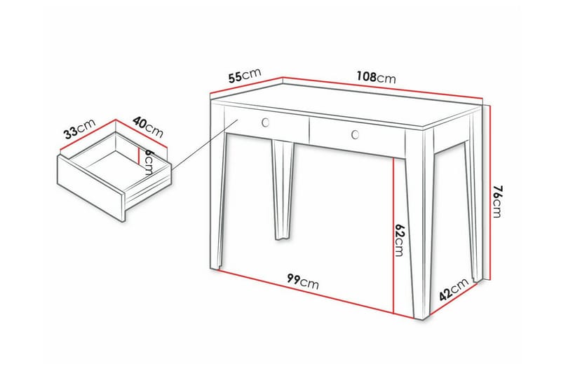 Rathmore BørneSkrivebord 76 cm - Hvid - Møbler - Børnemøbler - Børneborde - Skrivebord børn