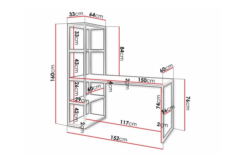 Wardner BørneSkrivebord 76 cm - Hvid - Møbler - Børnemøbler - Børneborde - Skrivebord børn