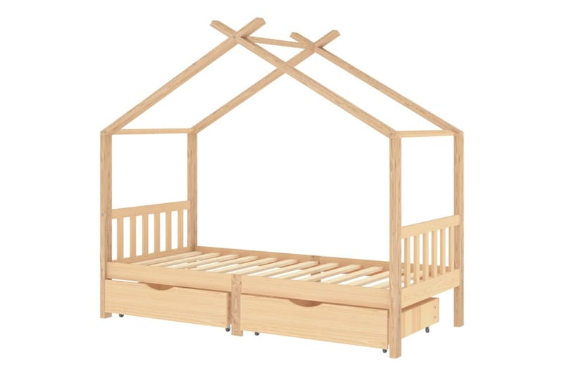 sengestel til børn 90x200 cm med skuffer massivt fyrretræ - Brun - Børneseng & juniorseng - Enkeltseng barn