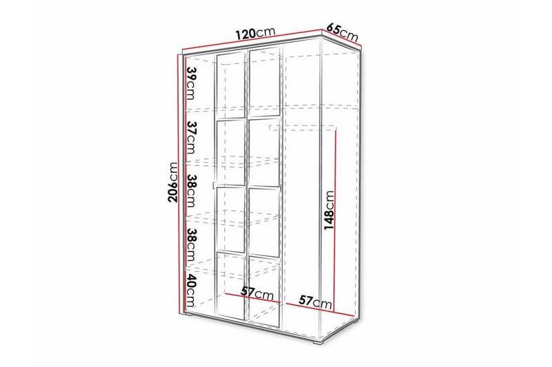 Aberfelt Børneskab 120x206 cm - Hvid - Møbler - Børnemøbler - Opbevaring børneværelse - Børneskab