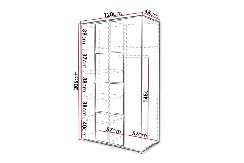 Aberfelt Børneskab 120x206 cm - Sort - Møbler - Børnemøbler - Opbevaring børneværelse - Børneskab