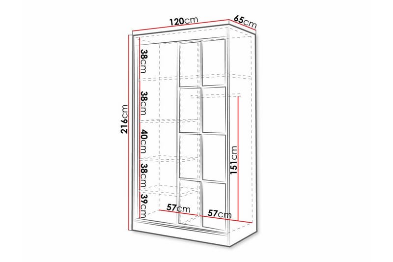 Aberfelt Børneskab 120x216 cm - Hvid - Møbler - Børnemøbler - Opbevaring børneværelse - Børneskab