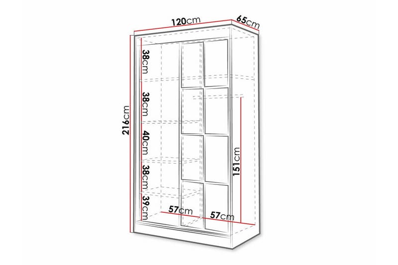 Aberfelt Børneskab 120x216 cm - Sort - Møbler - Børnemøbler - Opbevaring børneværelse - Børneskab