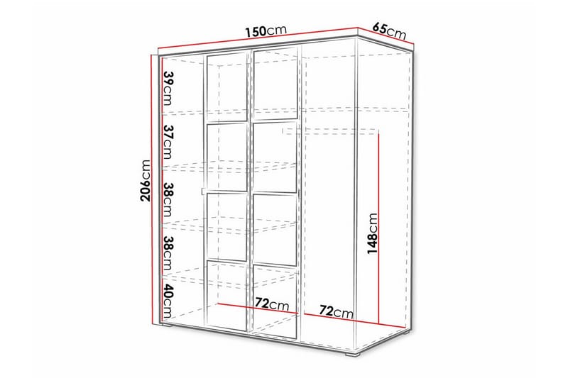 Aberfelt Børneskab 150x206 cm - Hvid - Møbler - Børnemøbler - Opbevaring børneværelse - Børneskab