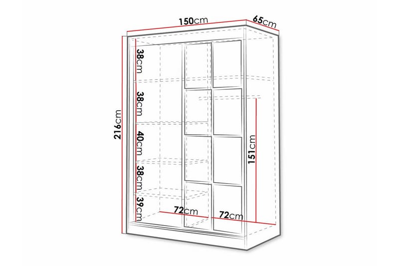 Aberfelt Børneskab 150x216 cm - Hvid - Møbler - Børnemøbler - Opbevaring børneværelse - Børneskab