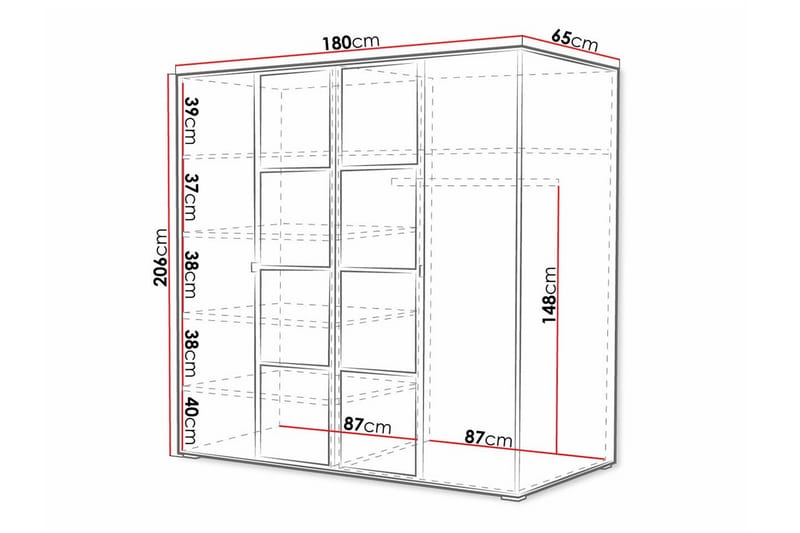 Aberfelt Børneskab 180x206 cm - Hvid - Møbler - Børnemøbler - Opbevaring børneværelse - Børneskab