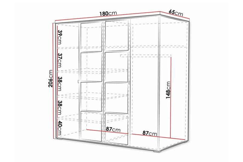 Aberfelt Børneskab 180x206 cm - Sort - Møbler - Børnemøbler - Opbevaring børneværelse - Børneskab