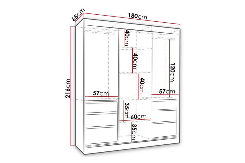 Aberfelt Børneskab 180x216 cm - Hvid - Møbler - Børnemøbler - Opbevaring børneværelse - Børneskab