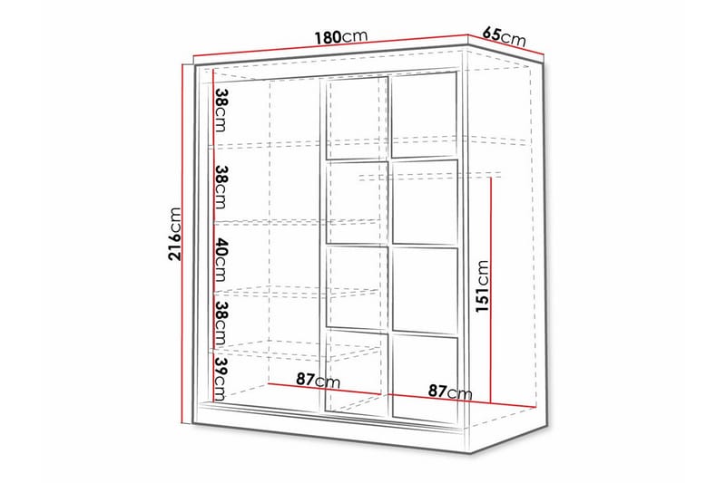 Aberfelt Børneskab 180x216 cm - Hvid - Møbler - Børnemøbler - Opbevaring børneværelse - Børneskab