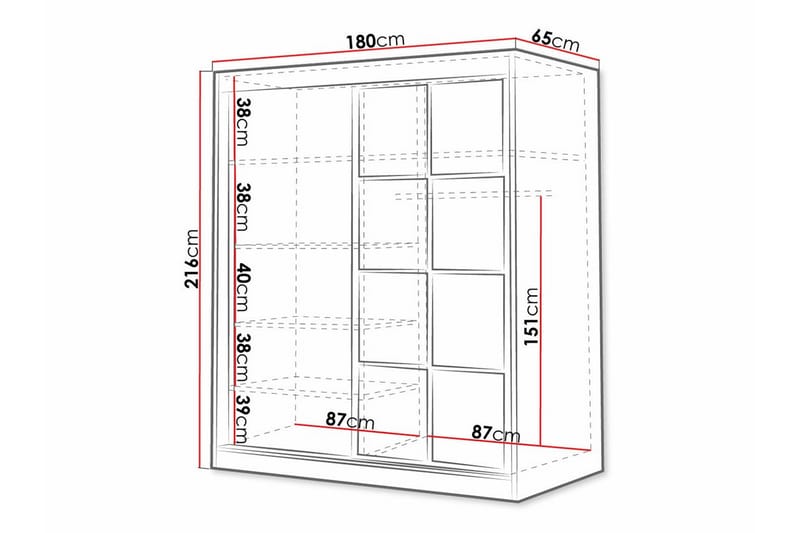 Aberfelt Børneskab 180x216 cm - Sort - Møbler - Børnemøbler - Opbevaring børneværelse - Børneskab