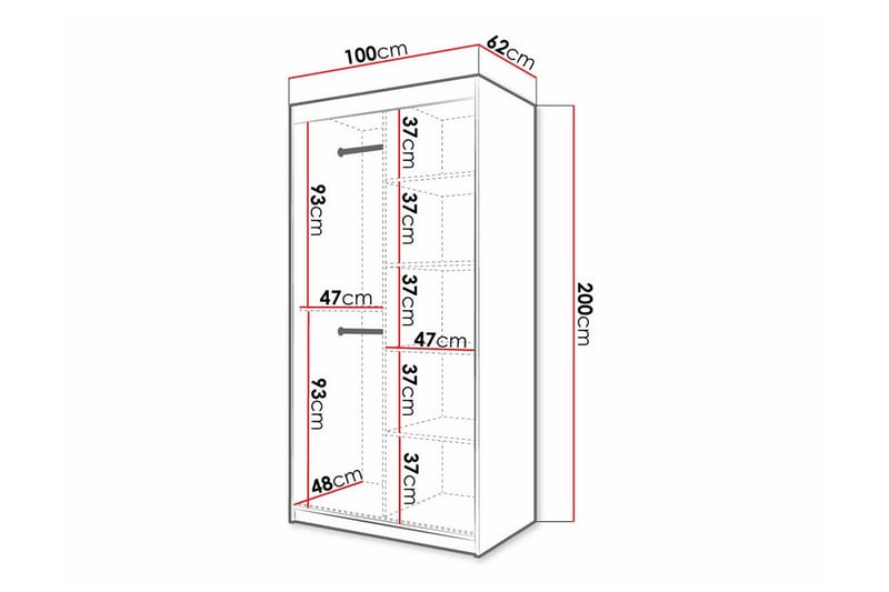 Dunvegan Garderobe 100x200 cm - Hvid - Møbler - Børnemøbler - Opbevaring børneværelse - Børneskab