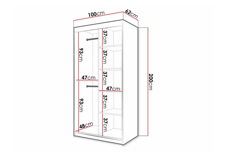 Dunvegan Garderobe 100x200 cm - Hvid - Møbler - Børnemøbler - Opbevaring børneværelse - Børneskab