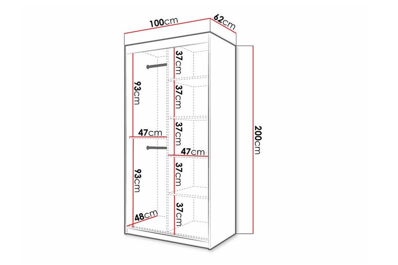 Dunvegan Garderobe 100x200 cm - Hvid - Møbler - Børnemøbler - Opbevaring børneværelse - Børneskab