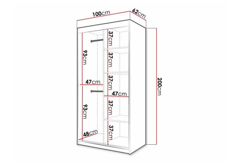 Dunvegan Garderobe 100x200 cm - Sort - Møbler - Børnemøbler - Opbevaring børneværelse - Børneskab