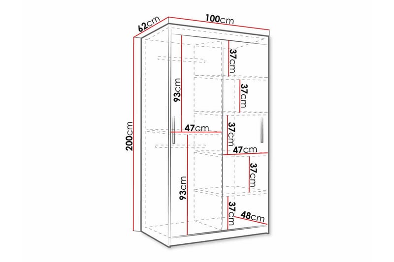 Dunvegan Garderobe 100x200 cm - Sort - Møbler - Børnemøbler - Opbevaring børneværelse - Børneskab