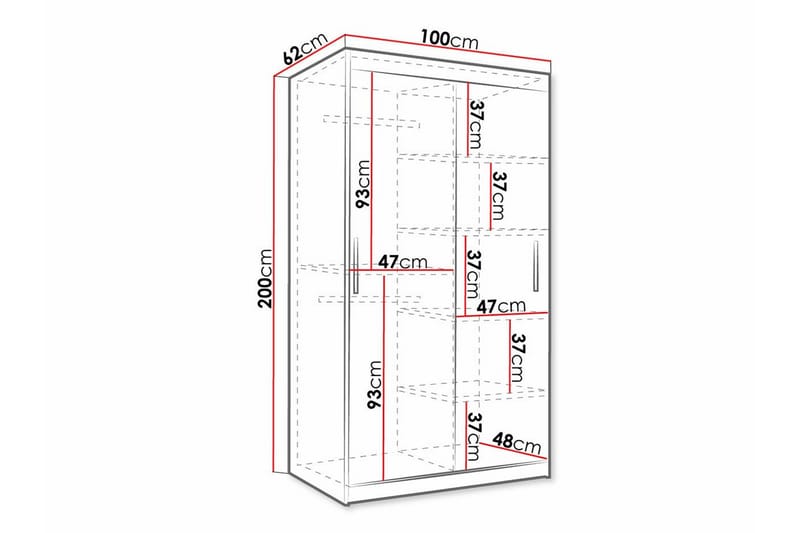 Dunvegan Garderobe 100x200 cm - Sort - Møbler - Børnemøbler - Opbevaring børneværelse - Børneskab