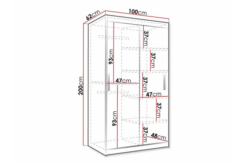 Dunvegan Garderobe 100x200 cm - Sort - Møbler - Børnemøbler - Opbevaring børneværelse - Børneskab