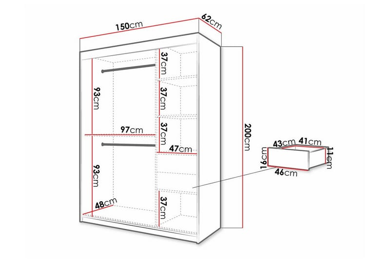 Dunvegan Garderobe 150x200 cm - Hvid - Møbler - Børnemøbler - Opbevaring børneværelse - Børneskab