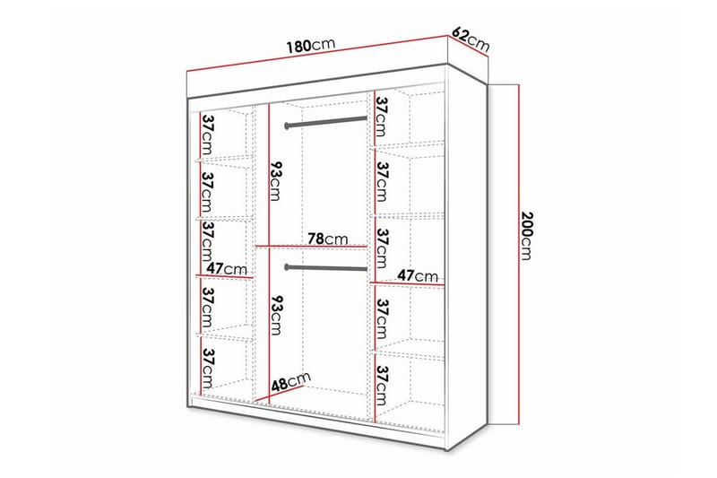 Dunvegan Garderobe 180x200 cm - Hvid - Møbler - Børnemøbler - Opbevaring børneværelse - Børneskab