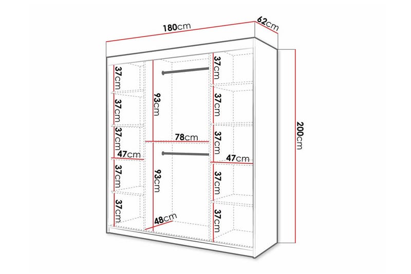 Dunvegan Garderobe 180x200 cm - Hvid - Møbler - Børnemøbler - Opbevaring børneværelse - Børneskab