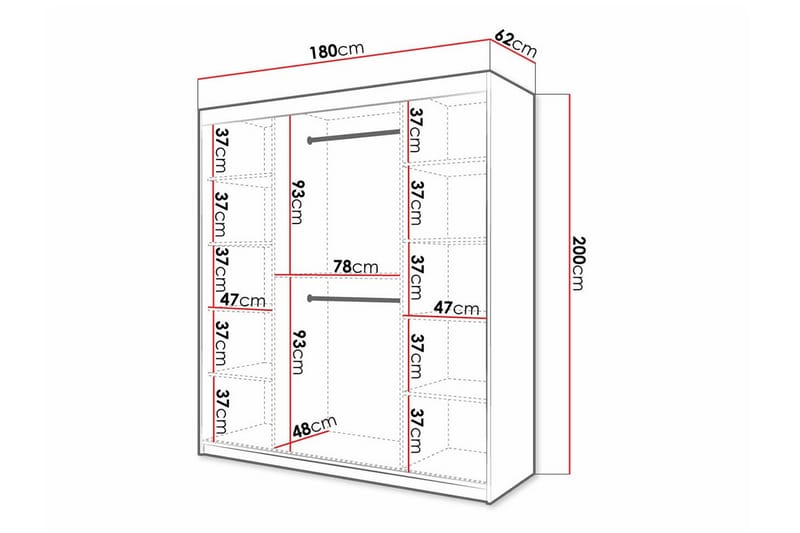 Dunvegan Garderobe 180x200 cm - Hvid - Møbler - Børnemøbler - Opbevaring børneværelse - Børneskab