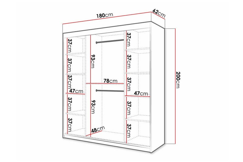 Dunvegan Garderobe 180x200 cm - Hvid - Møbler - Børnemøbler - Opbevaring børneværelse - Børneskab