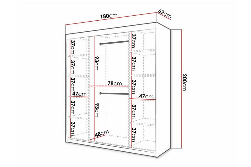 Dunvegan Garderobe 180x200 cm - Sort - Møbler - Børnemøbler - Opbevaring børneværelse - Børneskab