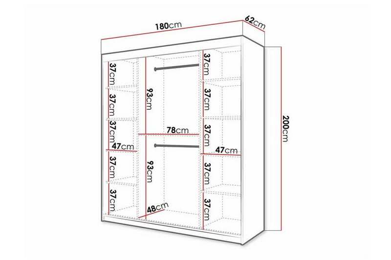 Dunvegan Garderobe 180x200 cm - Sort - Møbler - Børnemøbler - Opbevaring børneværelse - Børneskab