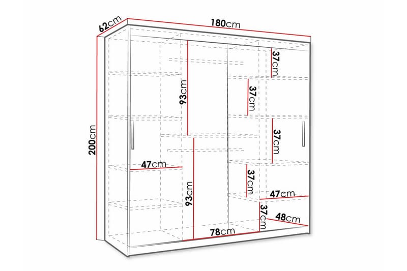 Dunvegan Garderobe 180x200 cm - Sort - Møbler - Børnemøbler - Opbevaring børneværelse - Børneskab