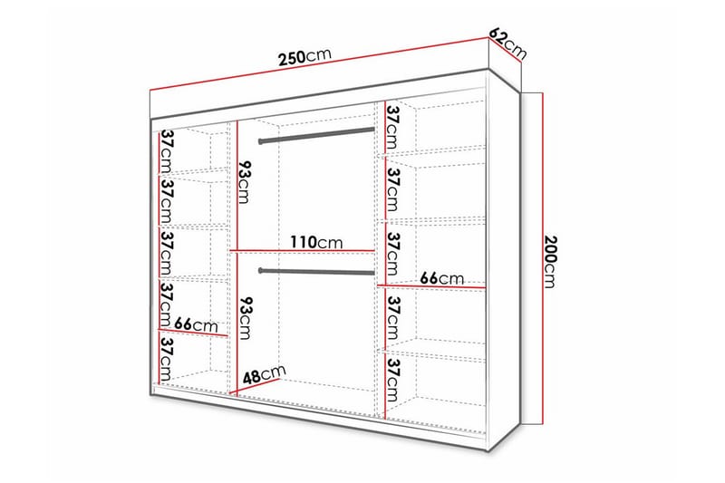 Dunvegan Garderobe 250x200 cm - Hvid - Møbler - Børnemøbler - Opbevaring børneværelse - Børneskab