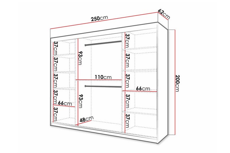 Dunvegan Garderobe 250x200 cm - Hvid - Møbler - Børnemøbler - Opbevaring børneværelse - Børneskab