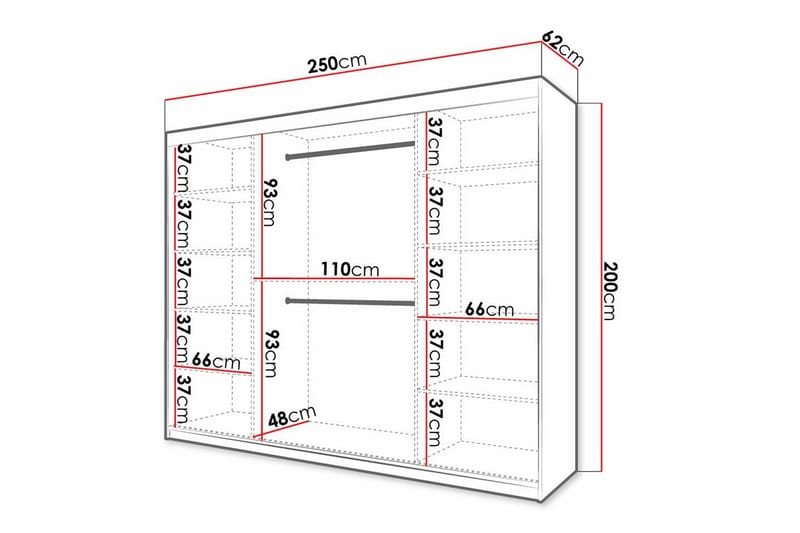 Dunvegan Garderobe 250x200 cm - Hvid - Møbler - Børnemøbler - Opbevaring børneværelse - Børneskab