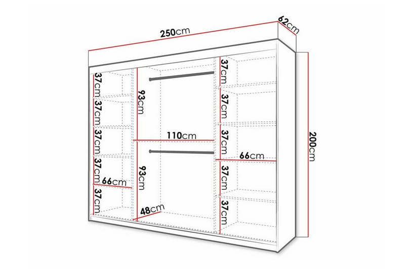 Dunvegan Garderobe 250x200 cm - Sort - Møbler - Børnemøbler - Opbevaring børneværelse - Børneskab