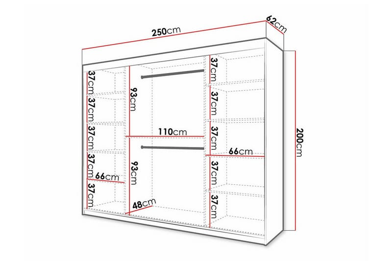 Dunvegan Garderobe 250x200 cm - Sort - Møbler - Børnemøbler - Opbevaring børneværelse - Børneskab