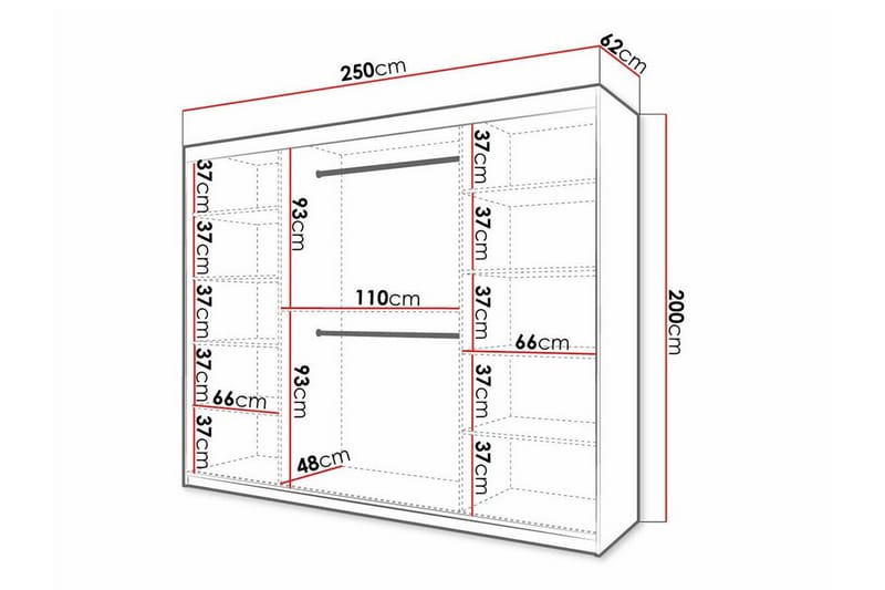 Dunvegan Garderobe 250x200 cm - Sort - Møbler - Børnemøbler - Opbevaring børneværelse - Børneskab