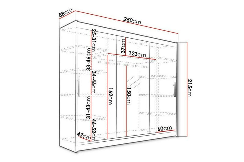 Glenmore Børneskab 250x215 cm - Brun - Møbler - Børnemøbler - Opbevaring børneværelse - Børneskab